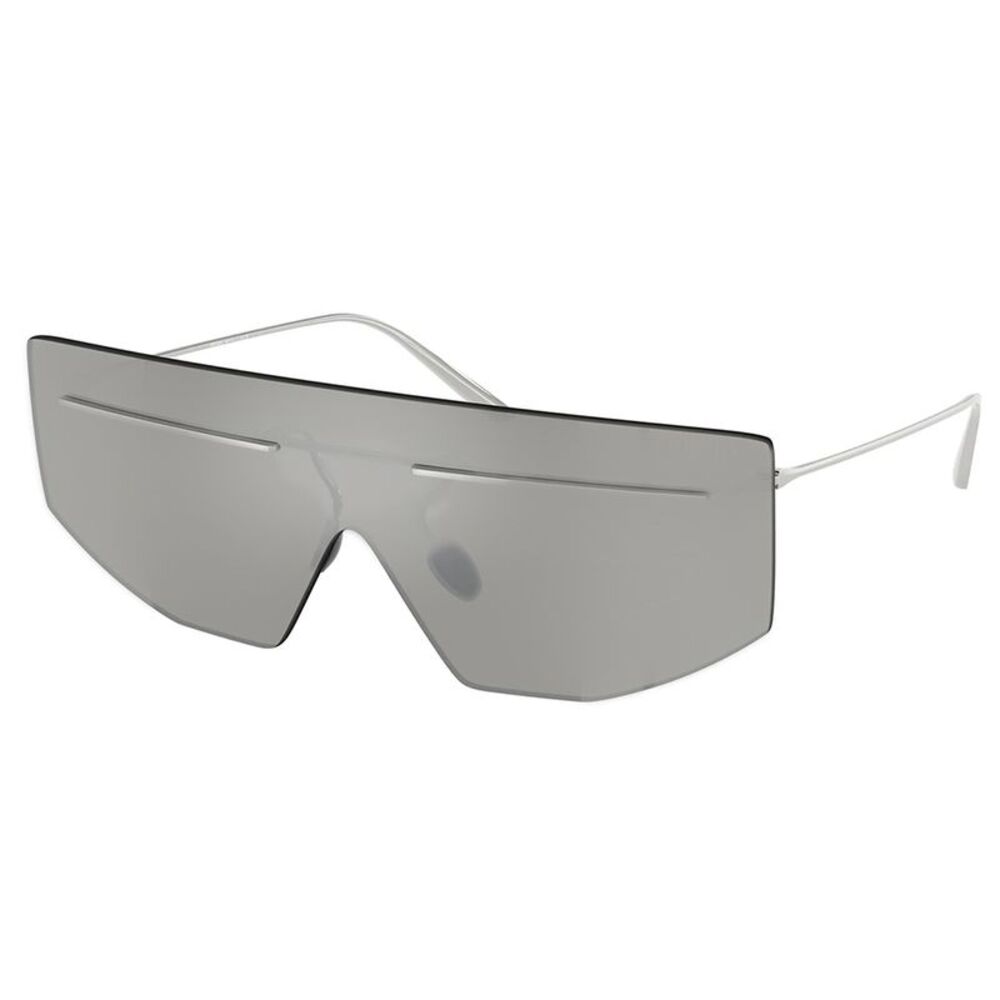 Prada PR B55S 1BC60N Silver Metal Shield Sunglasses Grey Mirror Lens